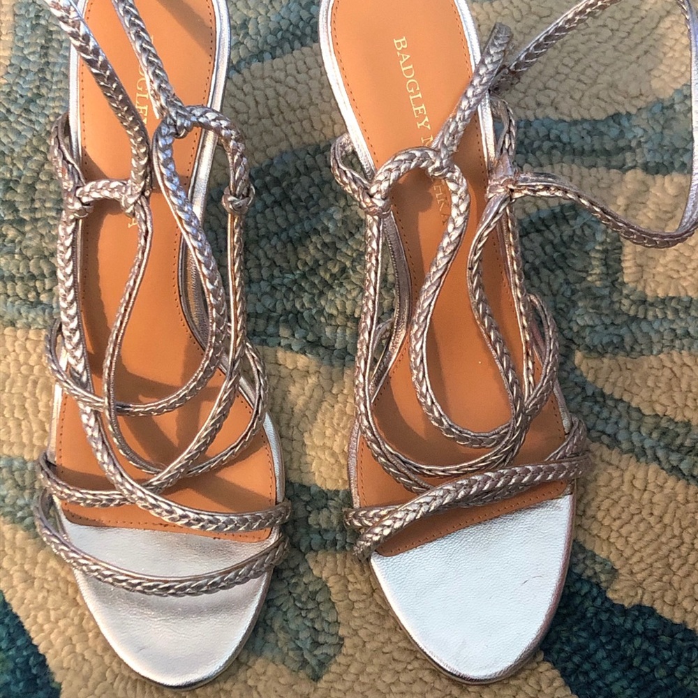 Badgley Mischka Silver Sandals 9.5 Never Worn